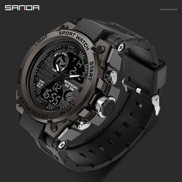 

men's watch black sports led digital 3atm waterproof military s male clock relogios masculino wristwatches, Slivery;brown