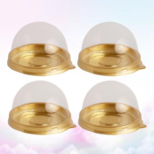 

50pcs round egg-yolk puff mooncake box transparent packing (gold) gift wrap