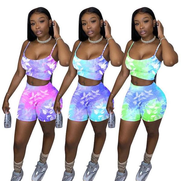 

women's tracksuits women sleeveless print set summer casual two 2 piece sets active tracksuit sporty outfits, Gray