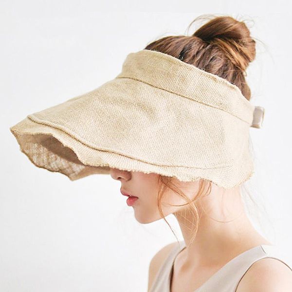 

spring and summer sun hat versatile open men women sunscreen cotton beach cool foldable straw wide brim hats, Blue;gray