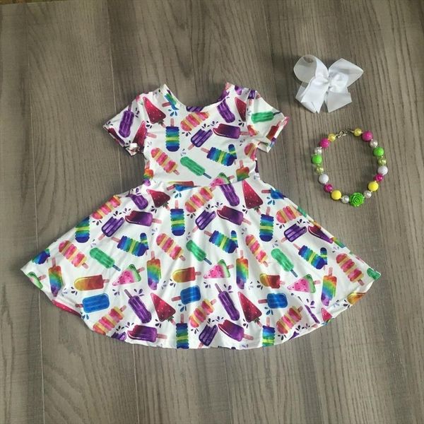 

Baby Girls Summer Ice Girl Dresses Lolly Print Kids Cute, Red;yellow