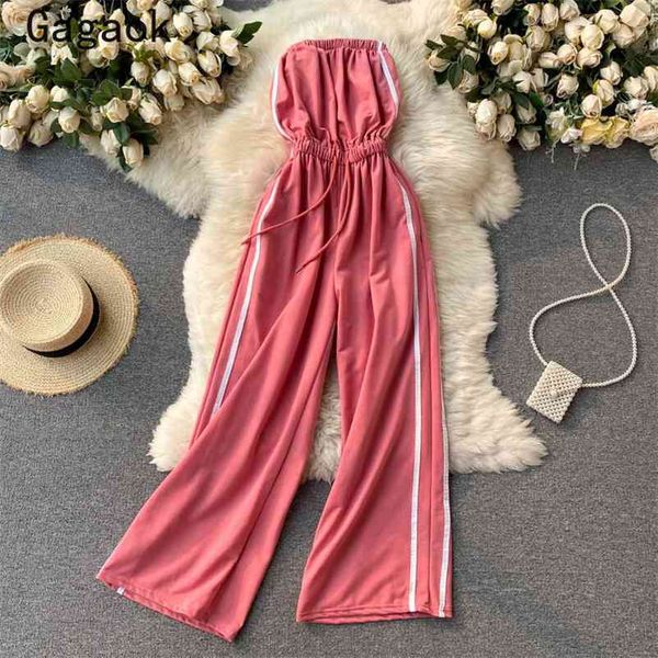 

jumpsuit women summer club patchwork strapless casual clothing fashion simple korean outwear jumpsuits 210531, Black;white