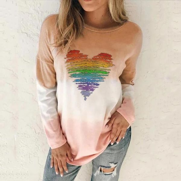 

women's hoodies & sweatshirts for women 2021 harajuku o-neck love gradient print hoodie sweatshirt sueters de mujer moda, Black