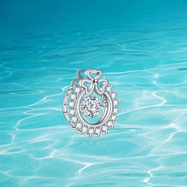 

pendants sparkling zircon real 925 sterling silver round for women's jewelry gift, Black