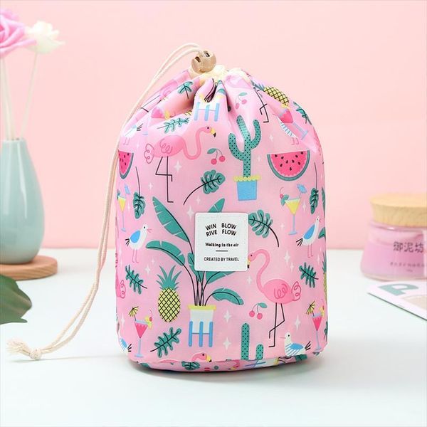 

womens cosmetic bag color cylinder drawstring waterproof travel large capacity beauty makeup storage toiletry kit