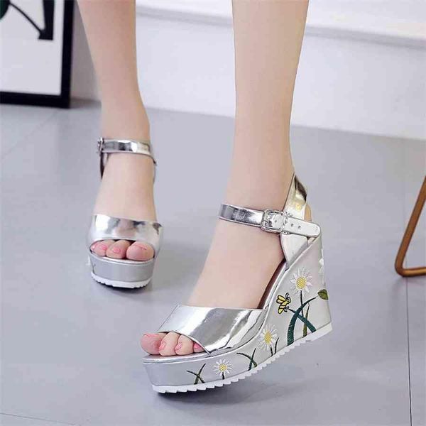

women shoes summer women's girl wedge fish mouth sandals shoes blet buckle flat bottomed fashion new shoes woman 2020, Black