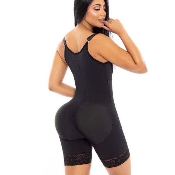 

women's shapers faja short compression garment strapless tummy control shapewear slimming fajas lace body shaper, Black;white