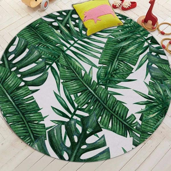 

carpets green leaf round carpet living room coffee table mat balcony entrance door bathroom non-slip rug bedroom decoration