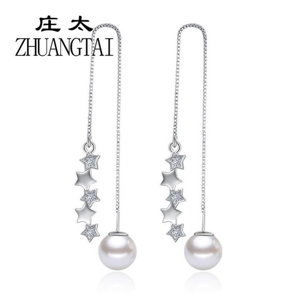 

star tassel earrings for women cubic zirconia pearl long drop ear jewelry pendientes mujer moda 2021 dangle & chandelier, Silver