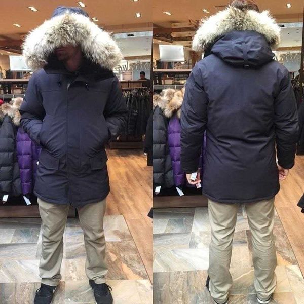

2021 mens parka outerwear wolf fur hooded down jacket coat mens puffer jacket thick down jacket, Black