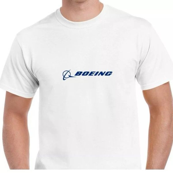 

boeing blue logo us aviation plane jet 747 787 geek white cotton t-shirt, White;black