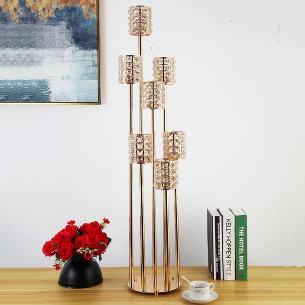 

candle holders 7 heads metal candelabra crystal holder candlestick wedding table centerpiece pillar stand road lead party home decor