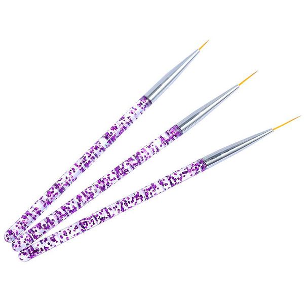 

nail brushes 3 pcs/set art painting manicure tool wool color drawing 3d tips acrylic gel line grid design tools, Yellow