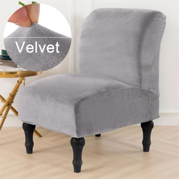 

velvet armless chair cover slipper dining seat slipcover spandex removable covers