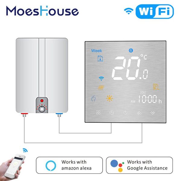 

smart home control wifi thermostat programmable temperature controller for water/gas boiler metal brushed panel works with alexa google