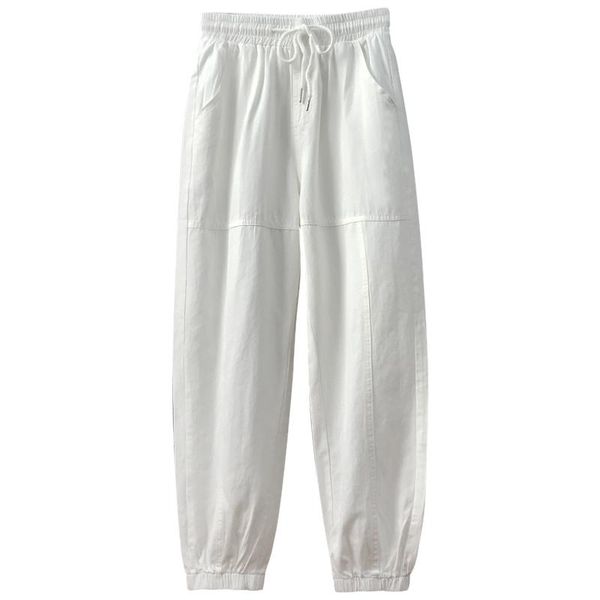 

cargo pants solid casual drawstring 2021 summer ankle-length pantalones de mujer high waist woman retro 7bx7 women's & capris, Black;white