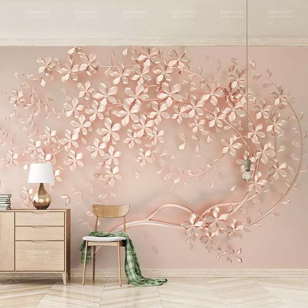 

wallpapers custom po wallpaper 3d pink flowers murals modern abstract home decor living room wedding house waterproof wall stickers