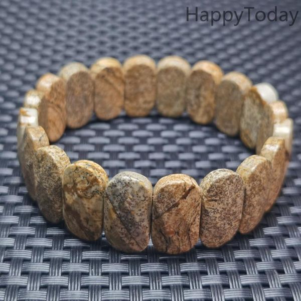 

natural picture stone beads bracelet gem bangle, Black