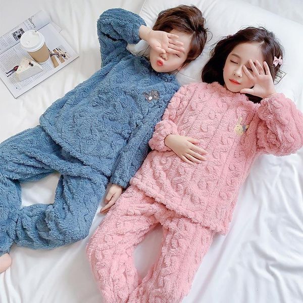

pajamas boys' autumn and winter children's flannel coral fleece thickening home service suits, Blue;red