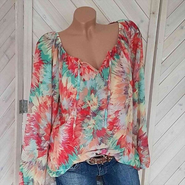 

5xl oversize casual beach womens blouses long sleeve v neck loose plus size boho ladies vintage print summer blusas, White