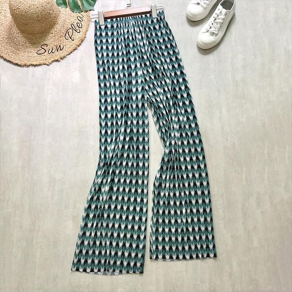

long wide leg houndstooth womens capri checked plaid printing green trousers loose korean style high waist vintage girl, Black;white