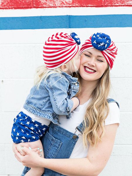 Bambini American Independence Day Cappelli Baby National Day National Donuts Donuts Caps Toddler Red Bianco Stripe Star Donut Celebrazione Cappello KBH47