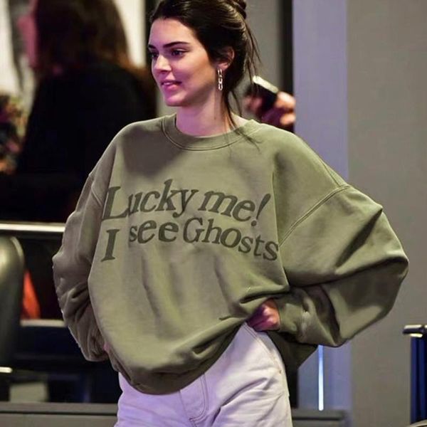 

casual letter oversized female armygreen pullover women's sweatshirt for girls 2021 autumn harajuku long sleeve sudaderas hoodies & sw, Black