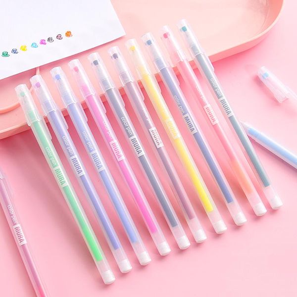 

6/10/12 rainbow color gel pens set for writing marker drawing transparent design office school student supplies f6127