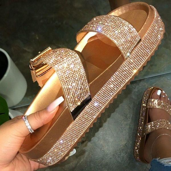 

summer fashion women's shoes woman platform sandals slippers slides with buckle ladies thick sole female, Black