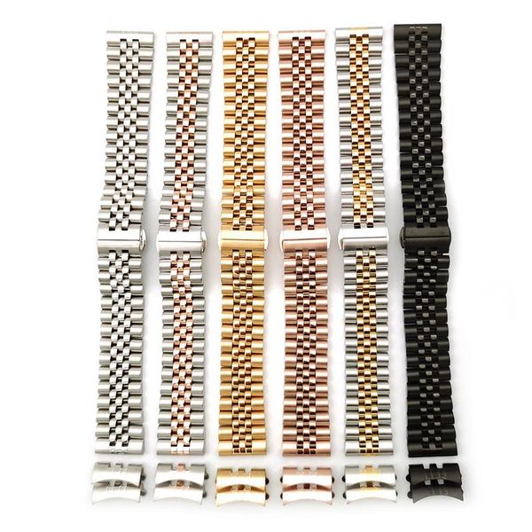 

watch bands beafiry stainless steel band 12/14mm 16mm 18mm 19mm 20mm 21mm 22mm watchband wristwatches strap silver black, Black;brown