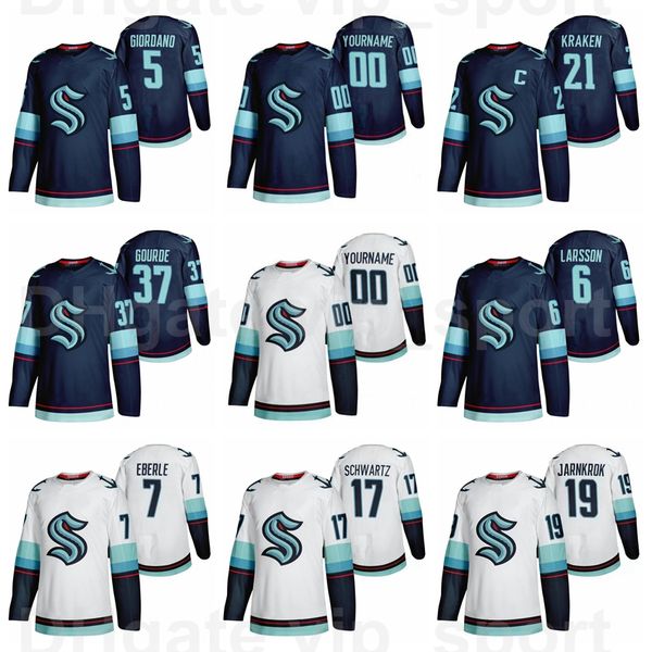 

seattle kraken ice hockey 22 mason appleton jersey blank 31 philipp grubauer 60 chris driedger 21 alex wennberg 17 jaden schwartz 7 eberle 5, Black;red