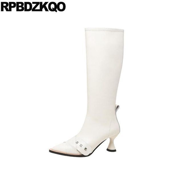 

boots pointed toe white wedding diamond beige rhinestone stiletto bridal bride high heel shoes knee brand bridesmaid women black
