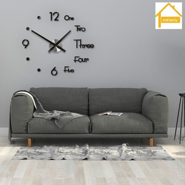 

wall clocks large clock modern design 3d mirror stickers acrylic quartz diy digital needle home living room decoration