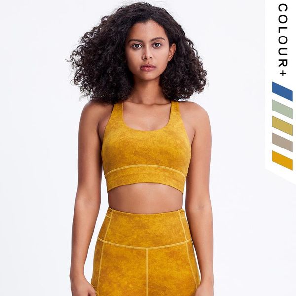 

printed quick drying nylon sports vest cross beautiful back female sanded high-strength shockproof breathable yoga bra yw57 outfit