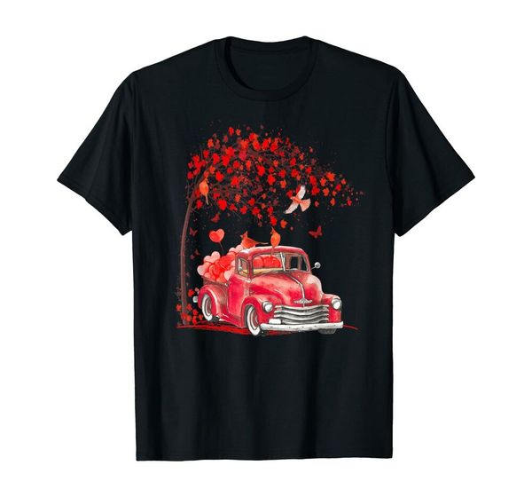 

red truck happy valentines day cute couple matching t-shirt size s-5xl, White;black