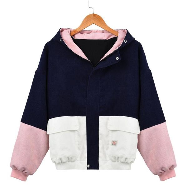 

women's jackets autumn winter plusÂ size coats women long sleeve corduroy patchwork oversize streetwear jacket windbreaker coat overcoat, Black;brown