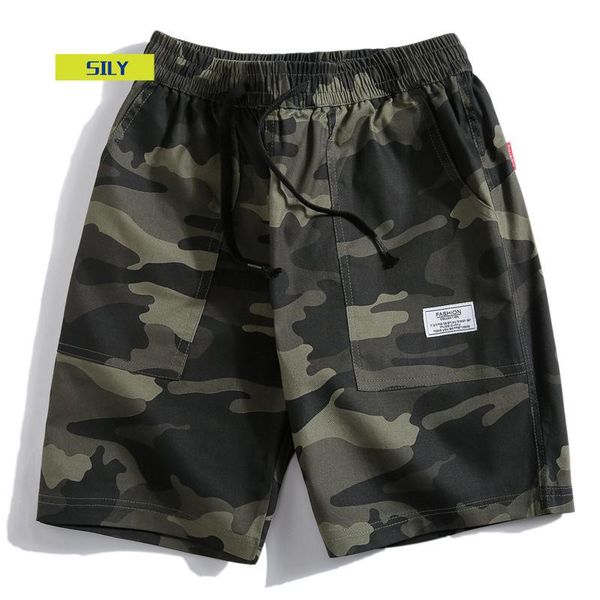 

summer beach shorts men's casual camouflage baggy cotton brand male camo short pants loose wear plus size 4xl 5xl, White;black