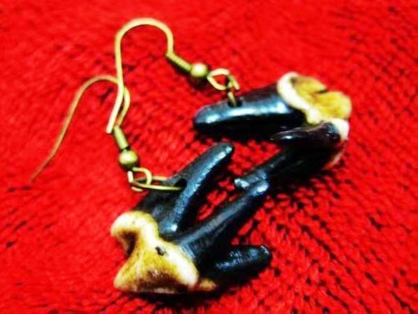 

12 pair creative handmade tooth design biker earring jewelry, Golden;silver