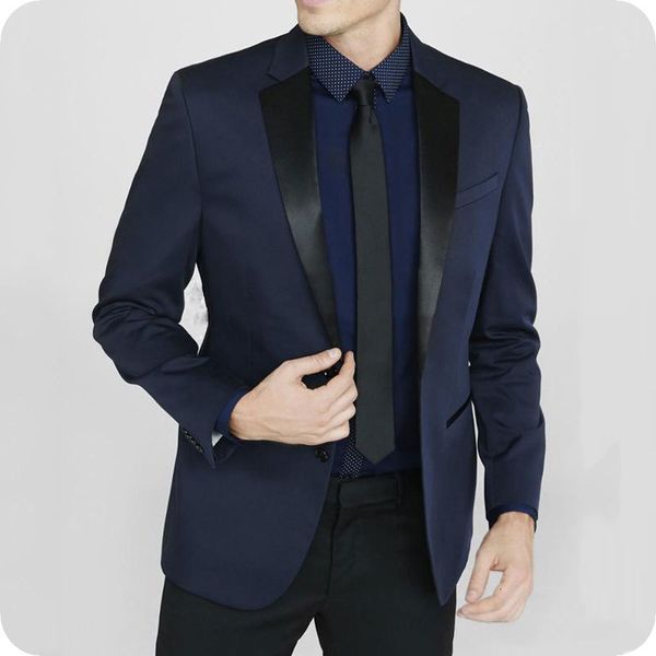 

men's suits & blazers navy blue men for wedding groomsmen tuxedo black notched lapel man blazer 2piece coat pants costume homme te, White;black