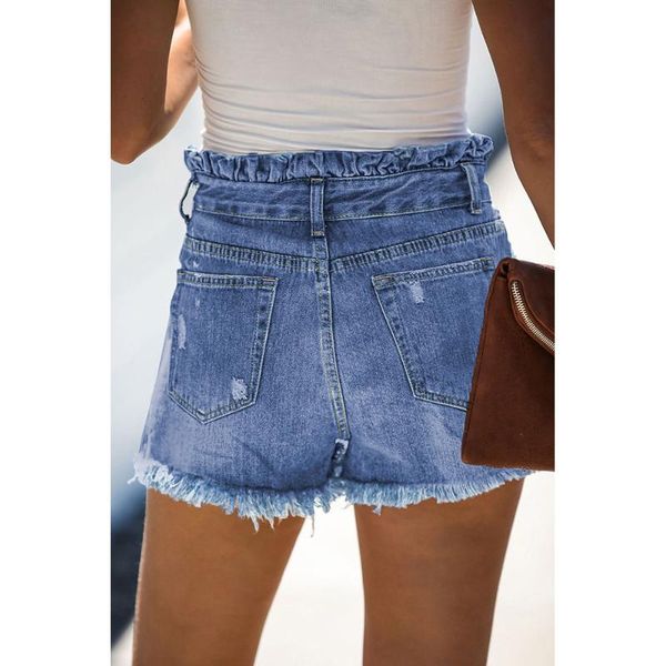 

women's jeans denim shorts european and american street fashion light-colored summer waist for woman 2021, Blue