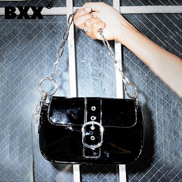 

evening bags [bxx] women patent leather shiny buckle lock tote baguette bag all-match crossbody shoulder fashion trending 2021 gf0080