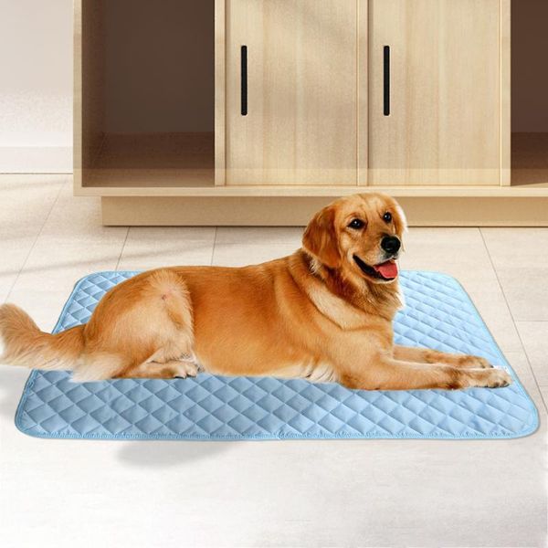 

kennels & pens s/m/l self cooling cool pet dog mat heat relief non-toxic fabric blue cushion for cat summer