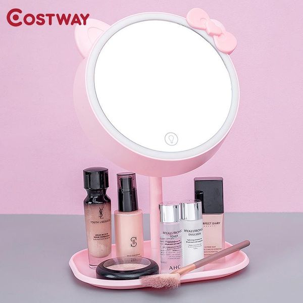 

compact mirrors costway 2021 makeup mirror deskmake up three color complementary light led portable usb plug in cosmetic