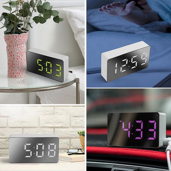 

other clocks & accessories led multifunctional mirror clock digital alarm snooze display time night lcd light table deskusb 5v/no batter