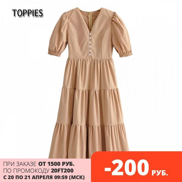 

summer t-shirt midi dresses women short sleeve causuding ruffles dress female vacation clothes 210421, Black;gray