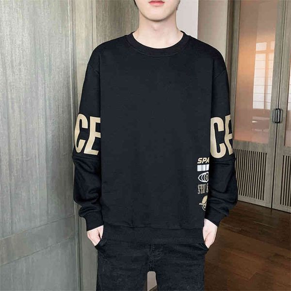 

sweater 2021 autumn new sports slim fit leisure round neck bottoming shirt youth men's wear, Black