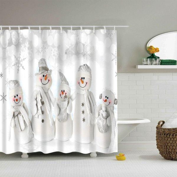 

shower curtains merry christmas waterproof fabric polyester hooks included