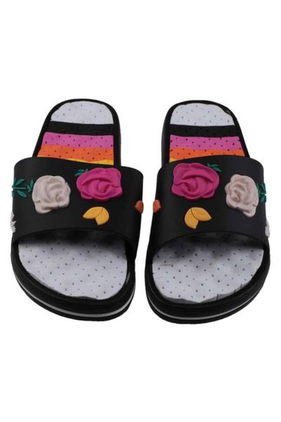 

slippers calx rose pattern women 's 1131 | black 37