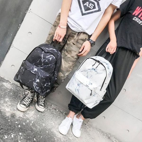 

backpack fashion boys girls marble print backpacks preppy school bags for student vintage canvas men
