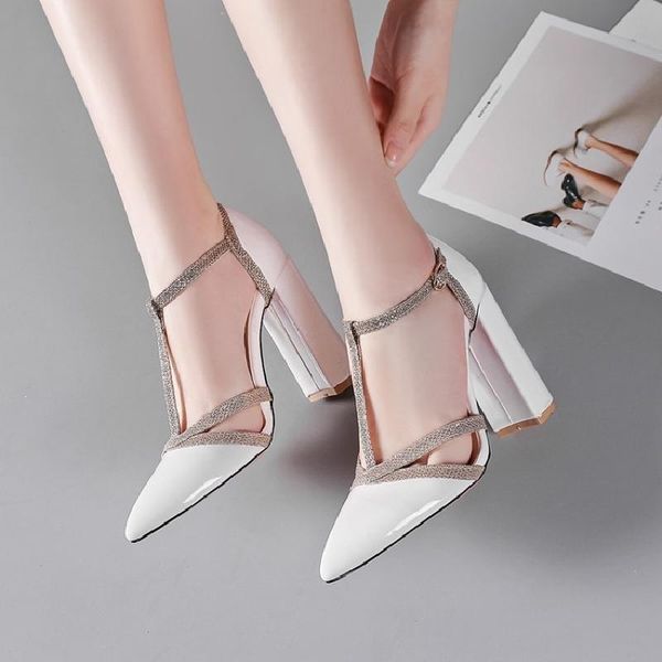 

sandals spring and summer thick heel strap roman versatile cool shoes, Black